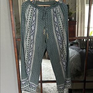 Angie Green and Blue Patterned Pants